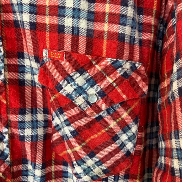 Vintage ELY Plains Quilted Warm Red Plaid Pearl Snap Button Down Shirt Men’s XL - Picture 4 of 7